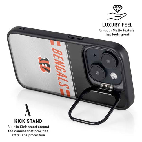 NFL Cincinnati Bengals White Striped iPhone 15 Kickstand Case